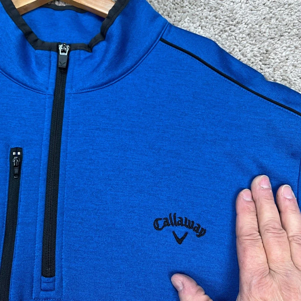 Callaway Pullover Men XL Blue Heathered Long Sleeve 1/4 Zip Golf Performance EUC - Picture 4 of 10